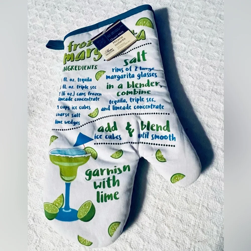 HOME COLLECTION FROZEN MARGARITA BRIGHT BLUE OVEN MITT AND TOWEL SET NWT